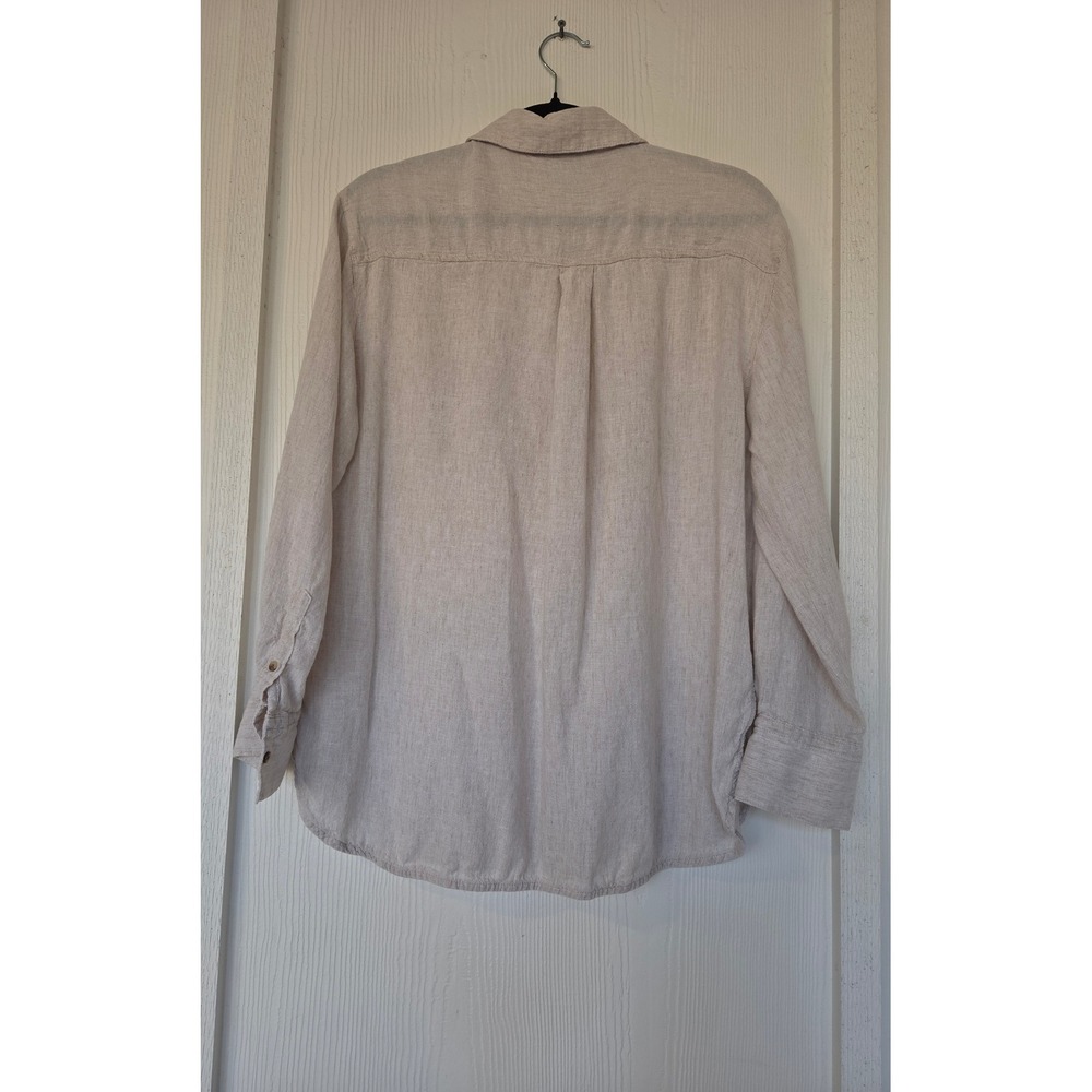 Old Navy The Boyfriend Shirt Linen Blend Sz M Lagenlook Granola Boho Minimalist - Picture 2 of 7